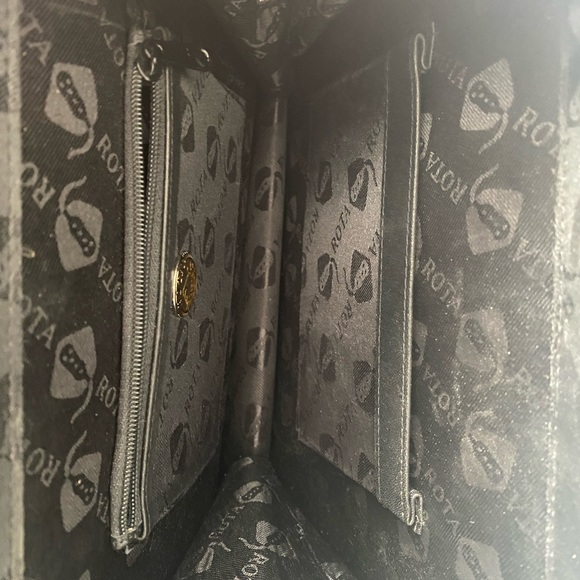 ROTA genuine stingray and leather handbag purse black with white spots NWOT - Picture 3 of 6